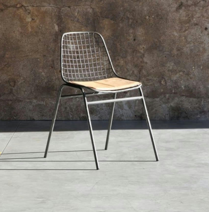 JALI - Set de 2 chaises en acier et  cuir camel