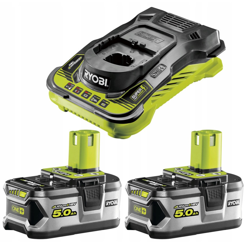 Kit avec chargeur rapide et 2 batteries Lithium One  5 Ah RYOBI