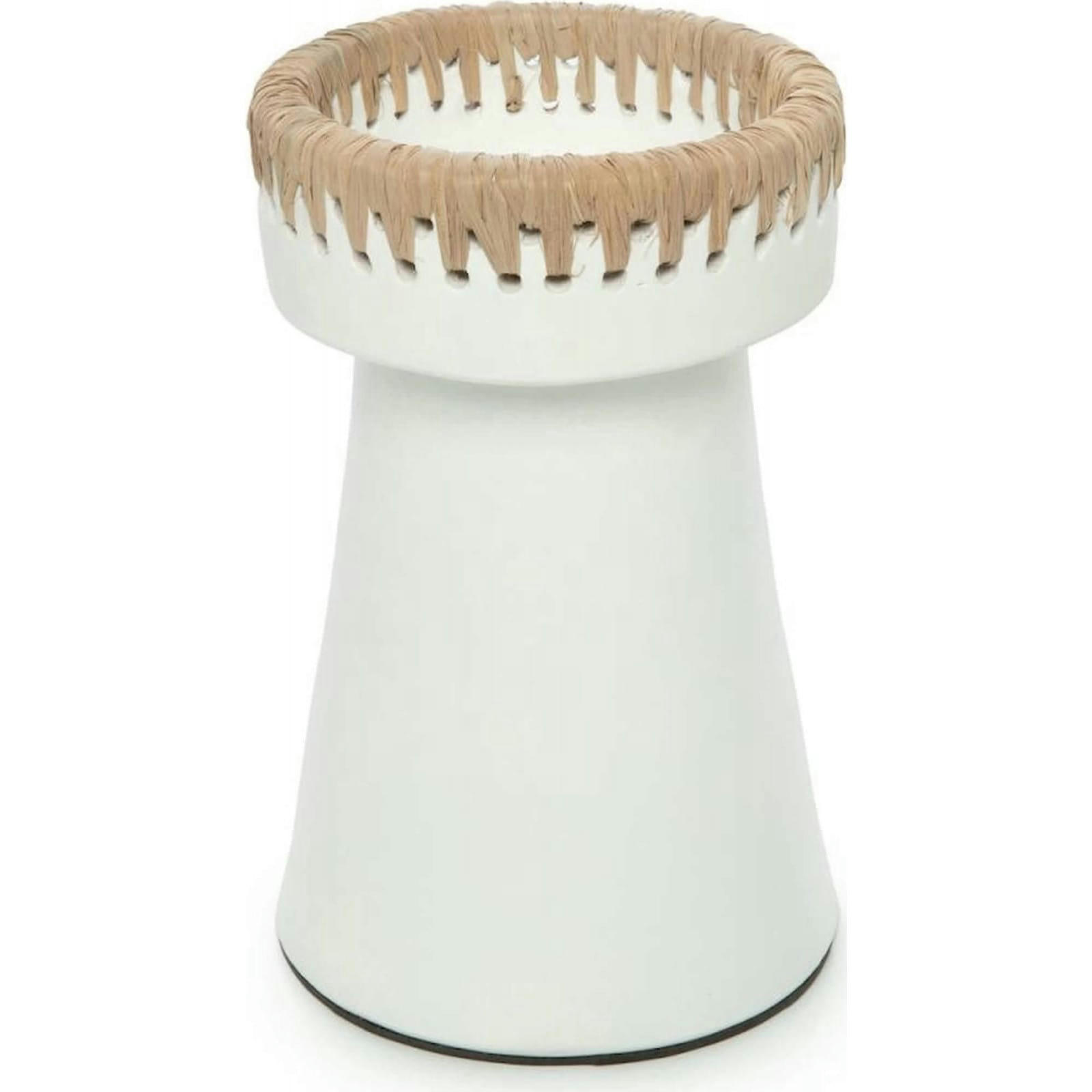 BALI BAZAR - Bougeoir Raphia Blanc