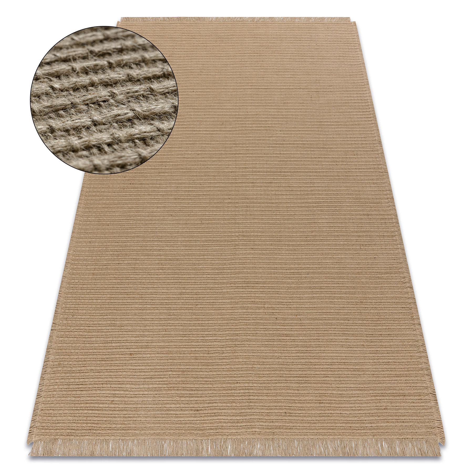 Dywan JUTE 3651 ciemny beż jednolity - jutowy, płaskotkany, 60x100 cm