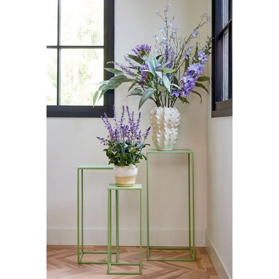 Mica Decorations Quinty bijzettafel l.groen set van 3 - l30xb30xh70cm