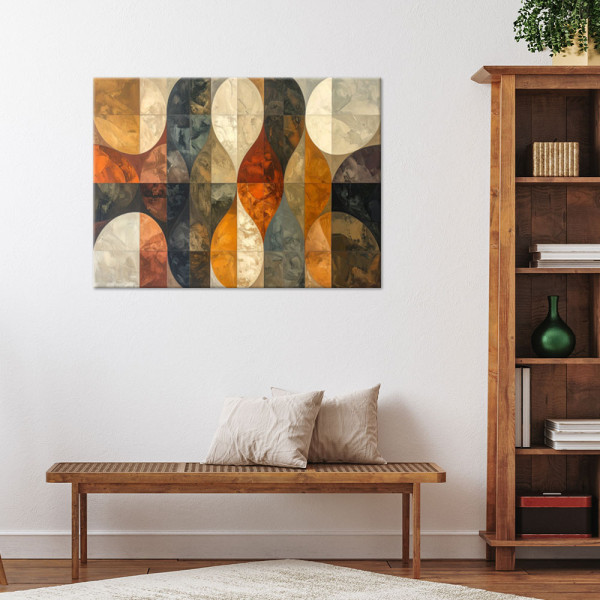 Obraz do salonu sypialni, Abstrakcja geometryczna w beżowo brązowych 30x20