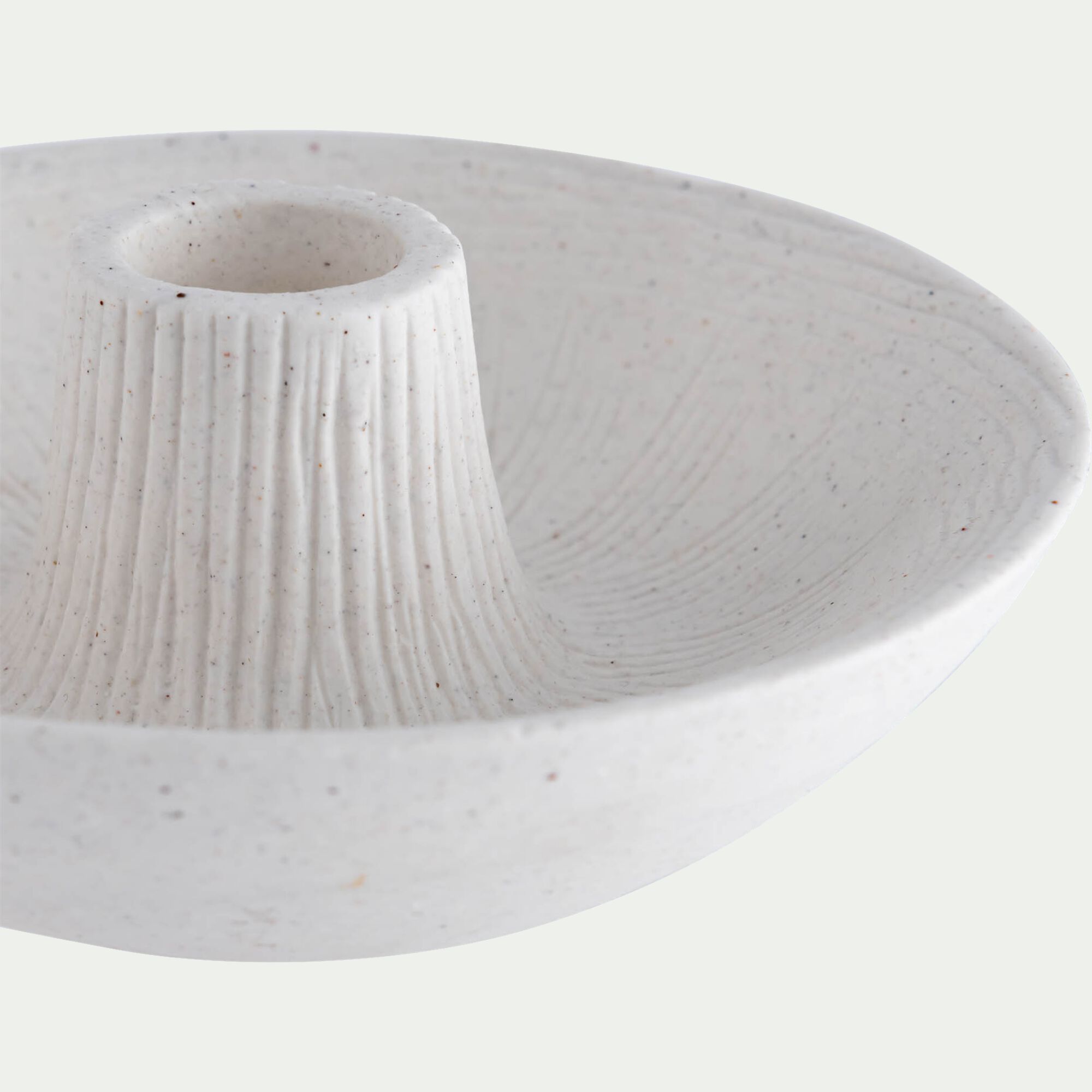 AMARA - Bougeoir rond en grèsD14xH5cm - blanc