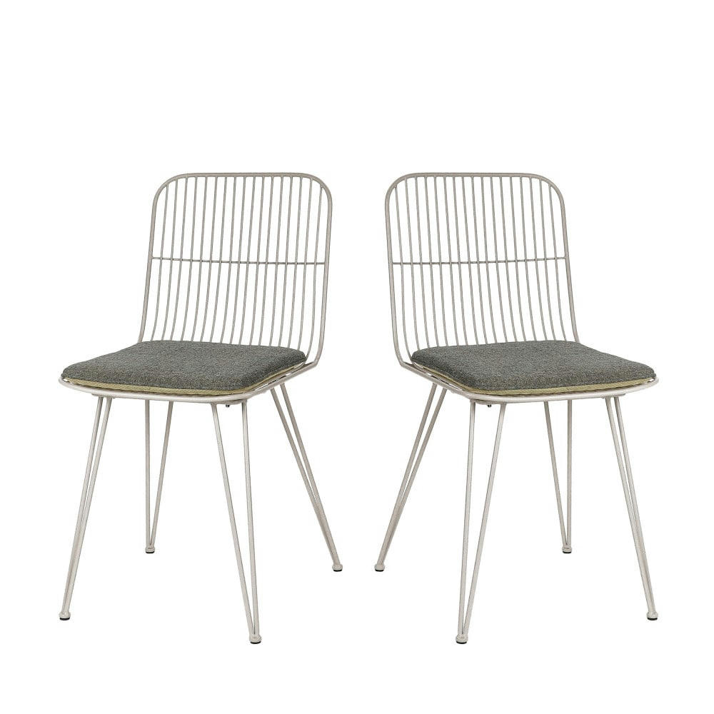 OMBRA - Lot de 2 chaises design en métal gris clair