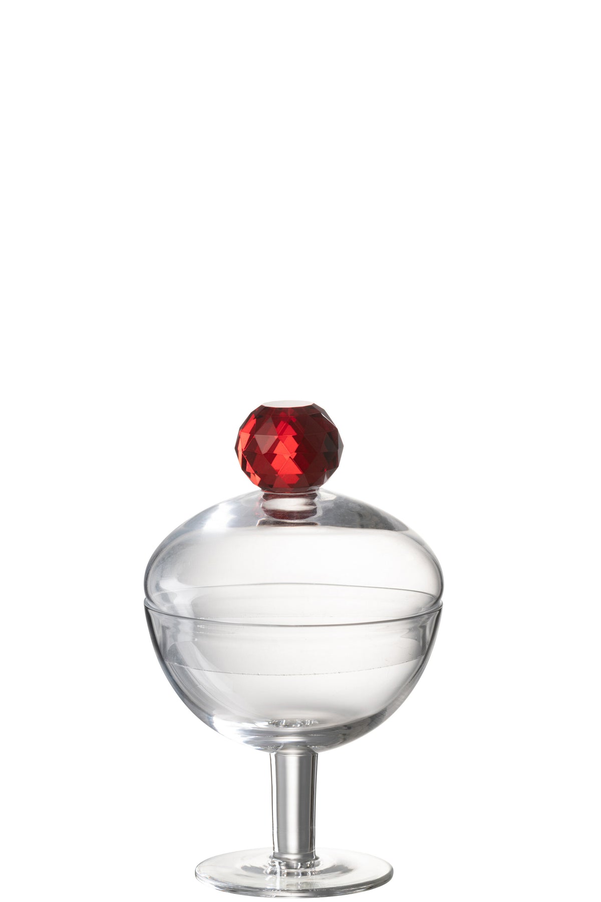J-Line voorraadpot Diamant - kristalglas - rood/transparant - small