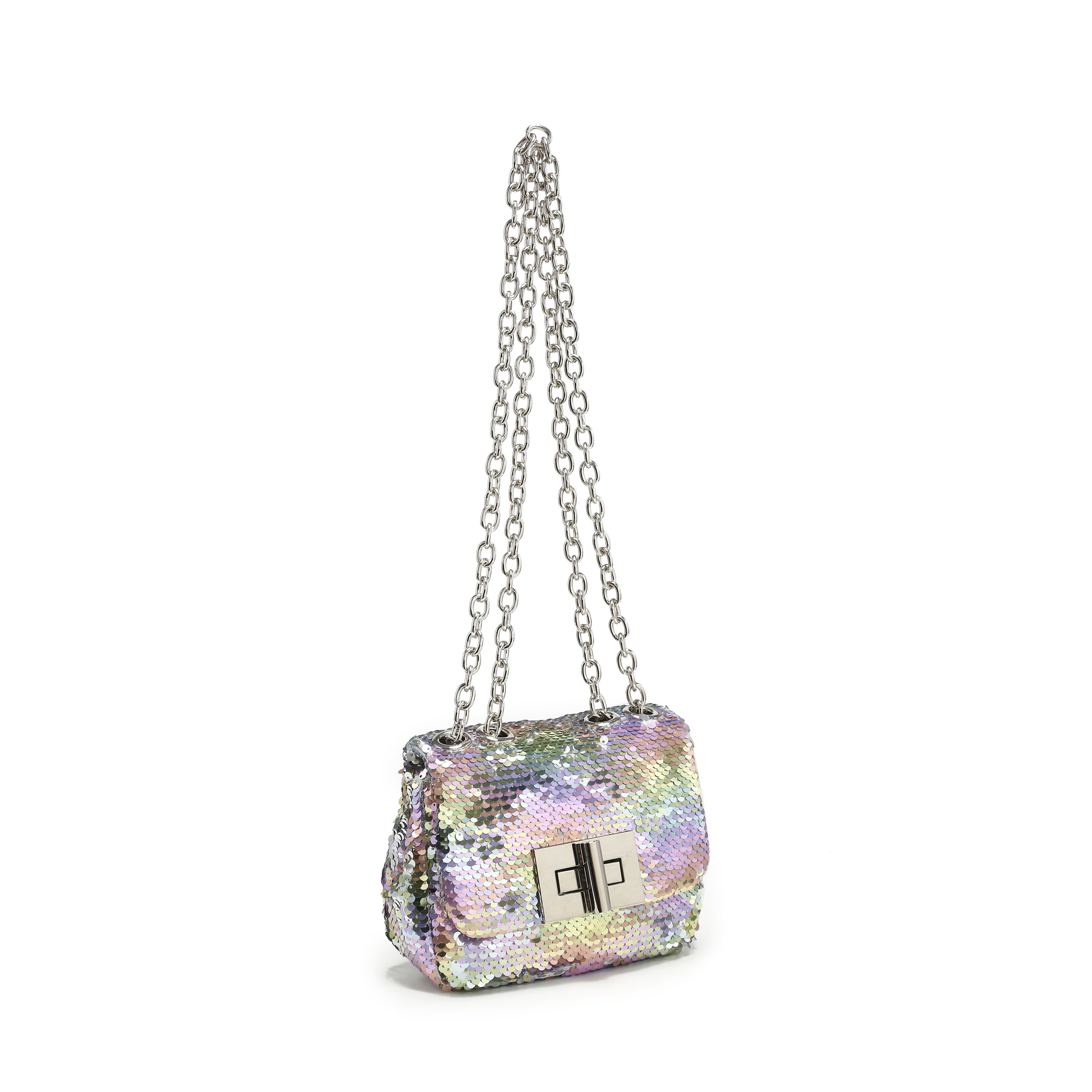 JFY Carri Co. Sequin Flap Twist Lock Clasp Cross Body Bag