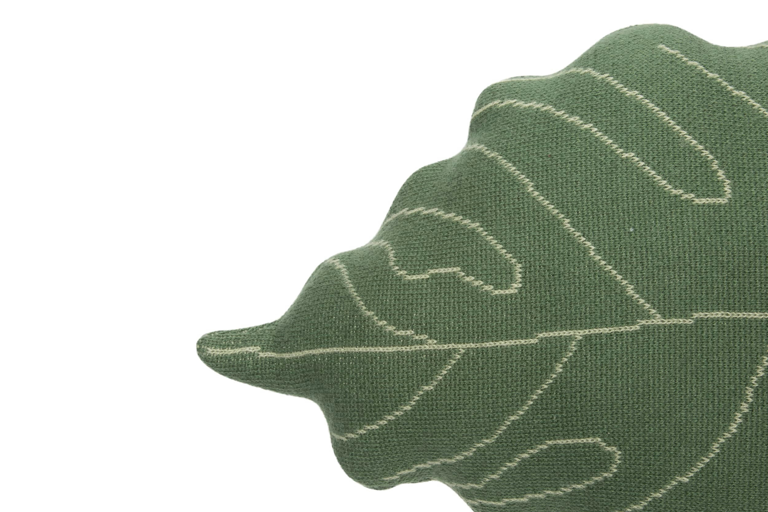 SHAPES - Coussin feuilles coton vert 28x42
