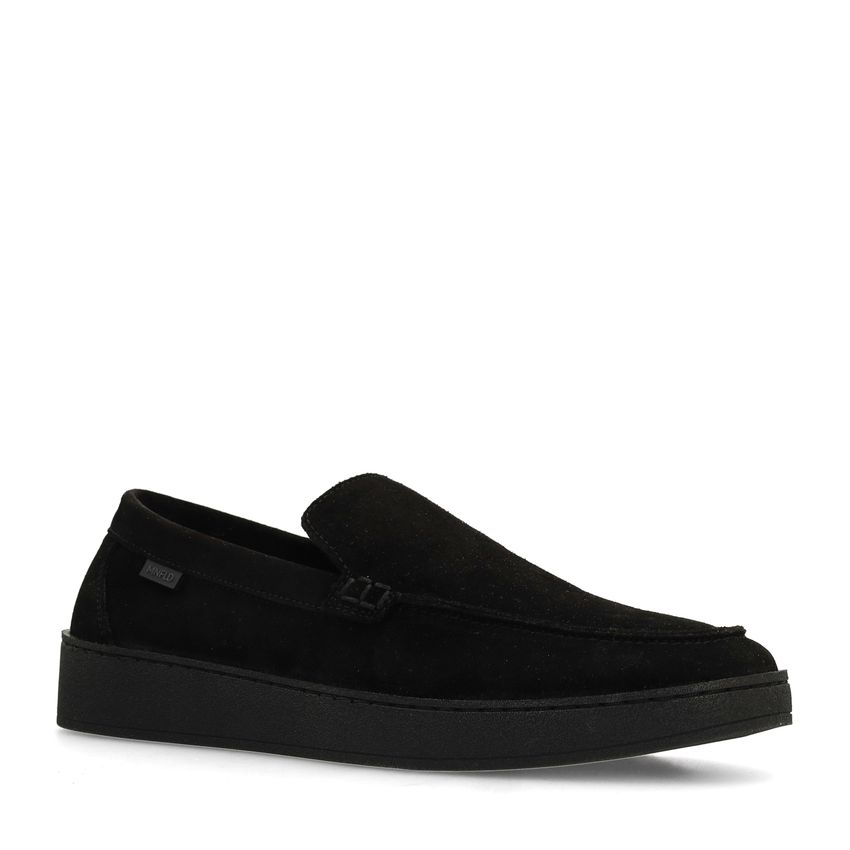 Manfield Zwarte suède loafers