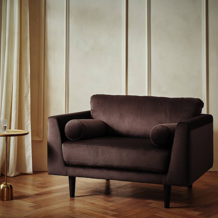 Habitat Jacob Velvet Cuddle Chair - Chocolate
