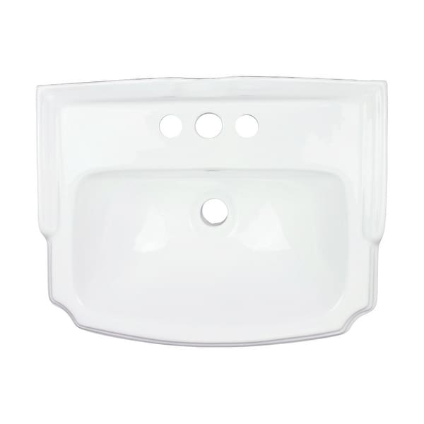 Cloakroom Small Pedestal Bathroom Sink 19" White Porcelain with Overflow and Centerset Faucet Holes Renovators Supply