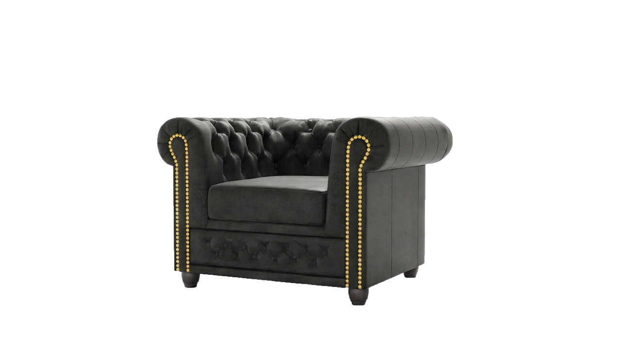 Ropez Chesterfield York fotel pikowany zamsz Gobi 97