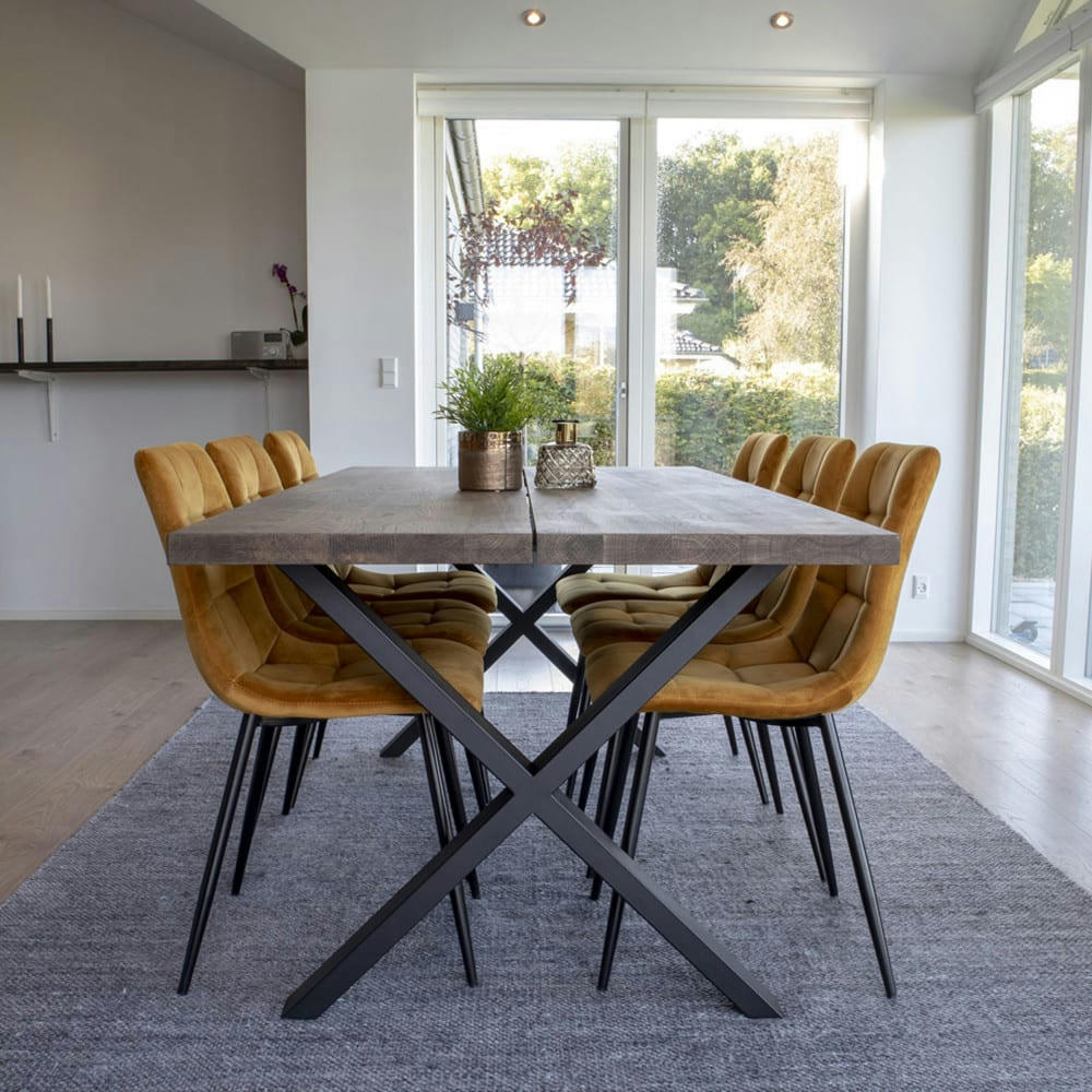 MONTPELLIER - Table à manger en bois foncé et métal