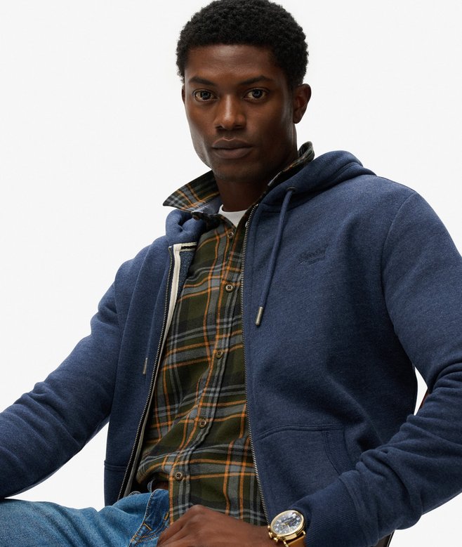 Essential Logo Half Brushed Zip Hoodie