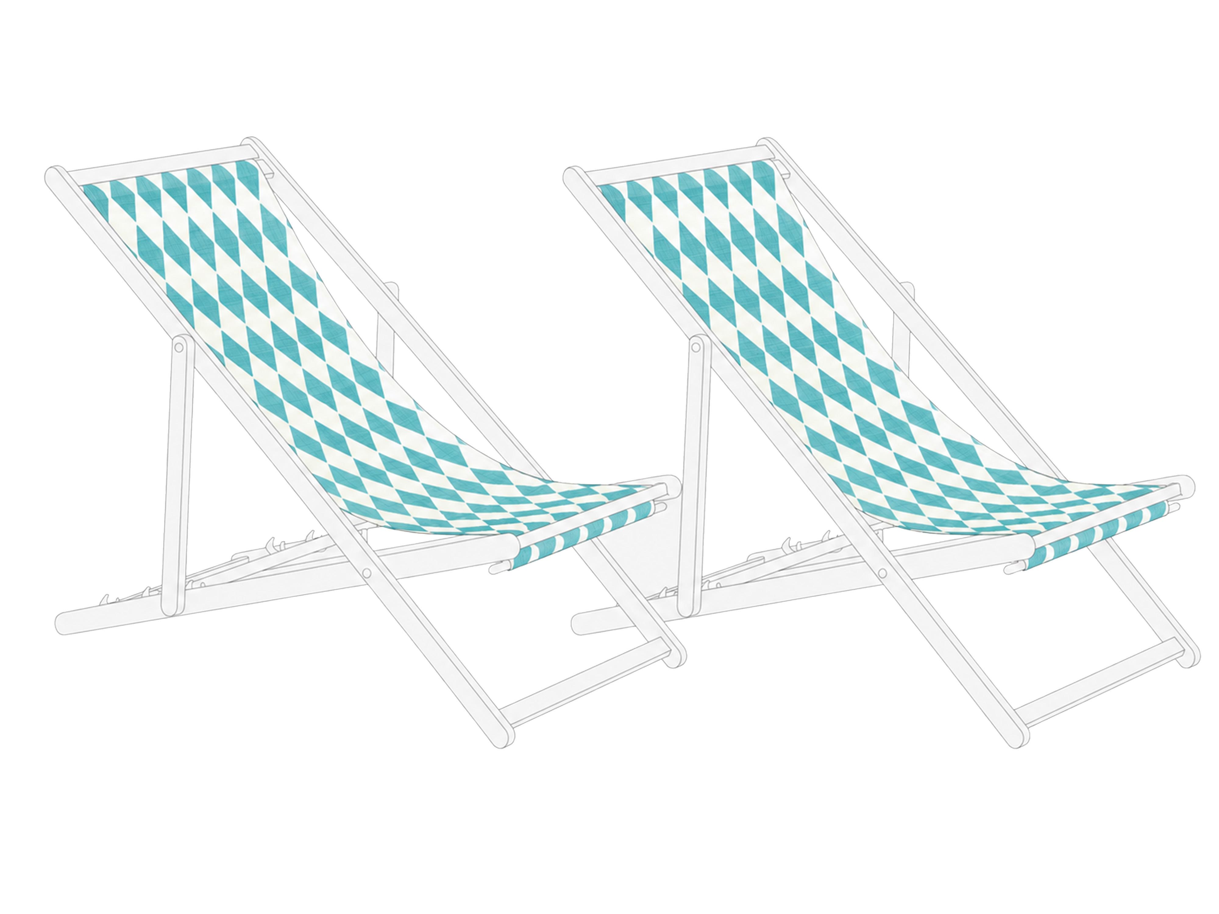 Set of 2 Sun Lounger Replacement Fabrics ANZIO/AVELLINO 113 x 44 cm Turquoise