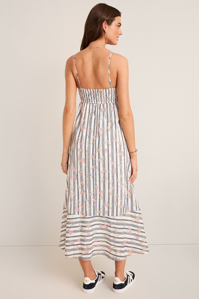 Eva Striped Floral Midi Dress