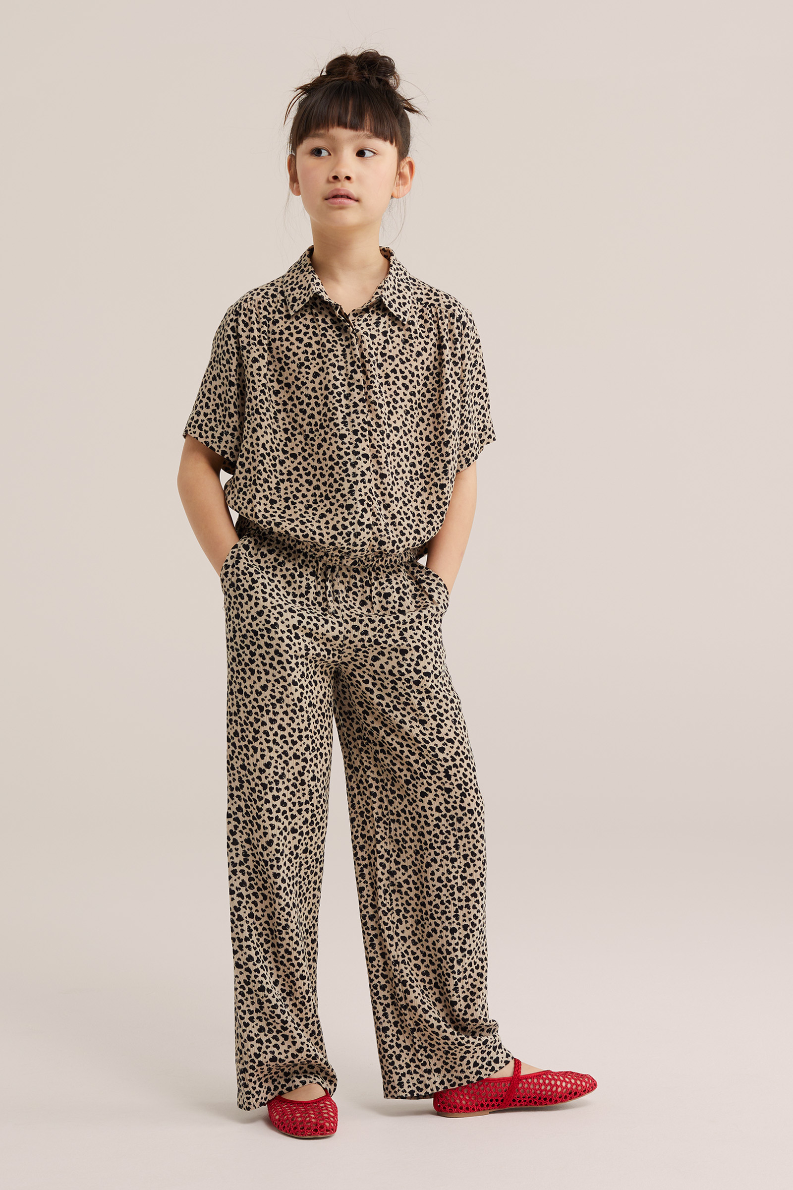 Meisjes straight fit broek met print