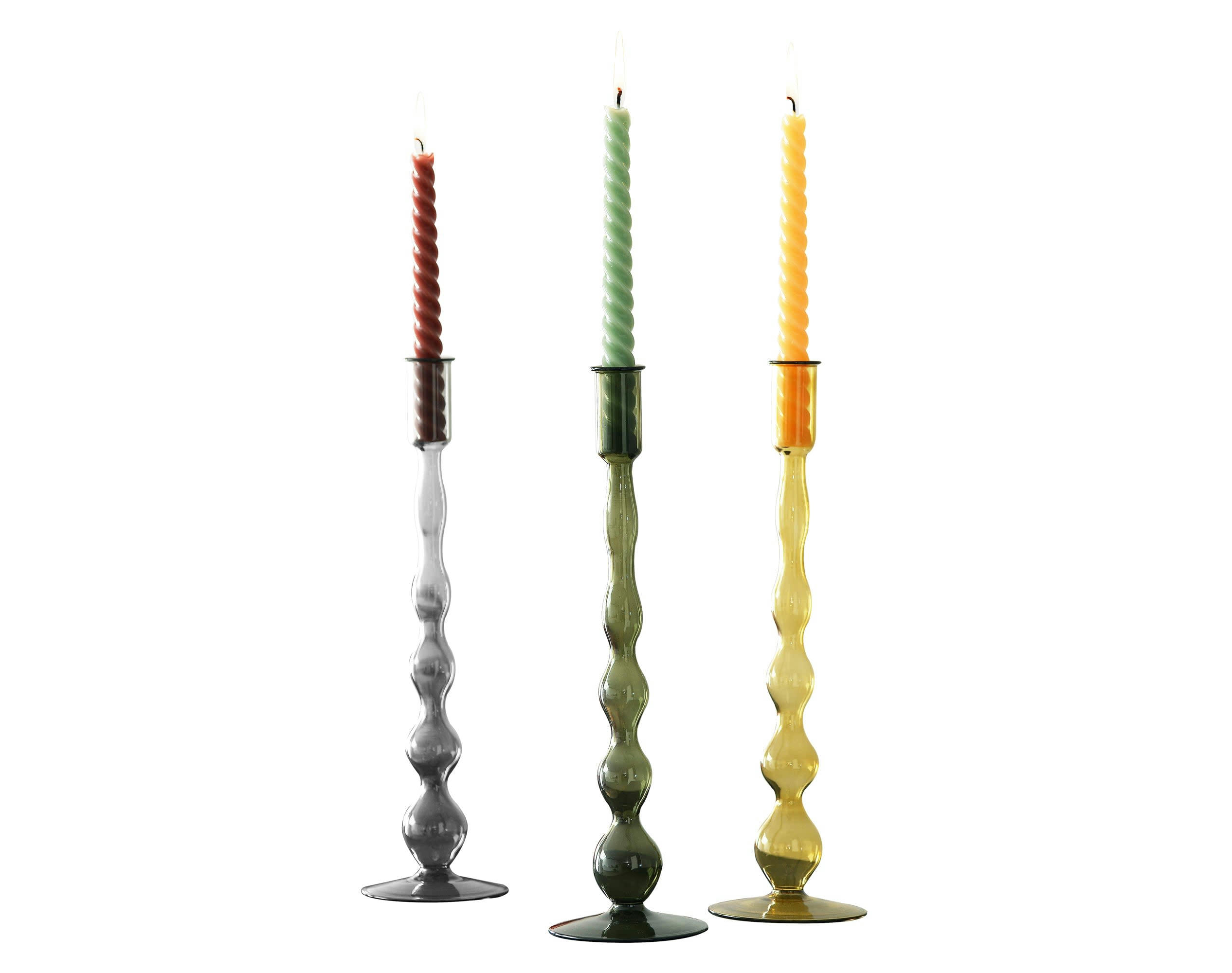 PACHA - lot de 3 accessoires pour bougie en verre multicolore