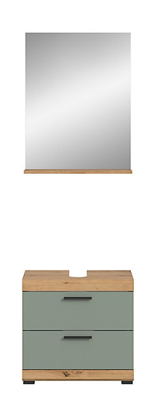 Eteka- Combinaison de salle de bains (L/H/P : 60x191x34 cm) en imitation blanc et imitation sauge profonde