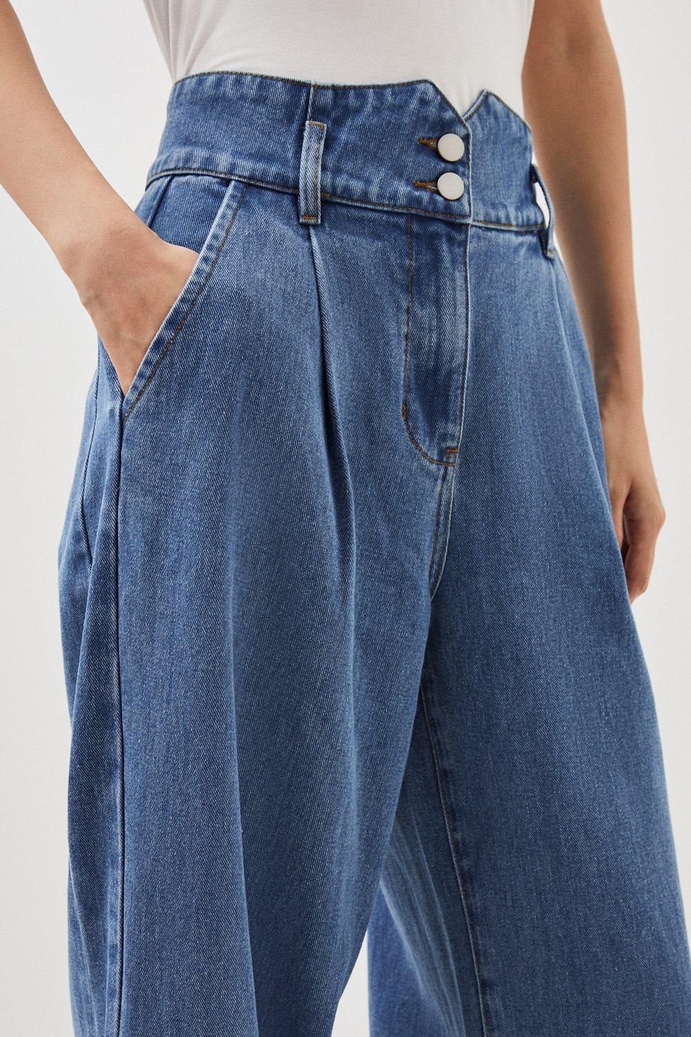 KarenMillen Petite Denim Wide Leg Trousers