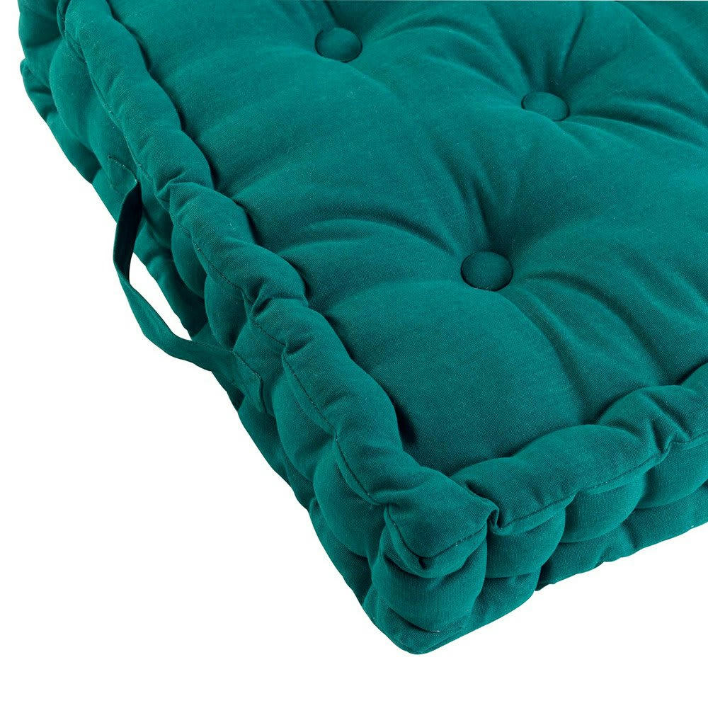 PANAMA - Coussin de sol coton émeraude 60x60cm