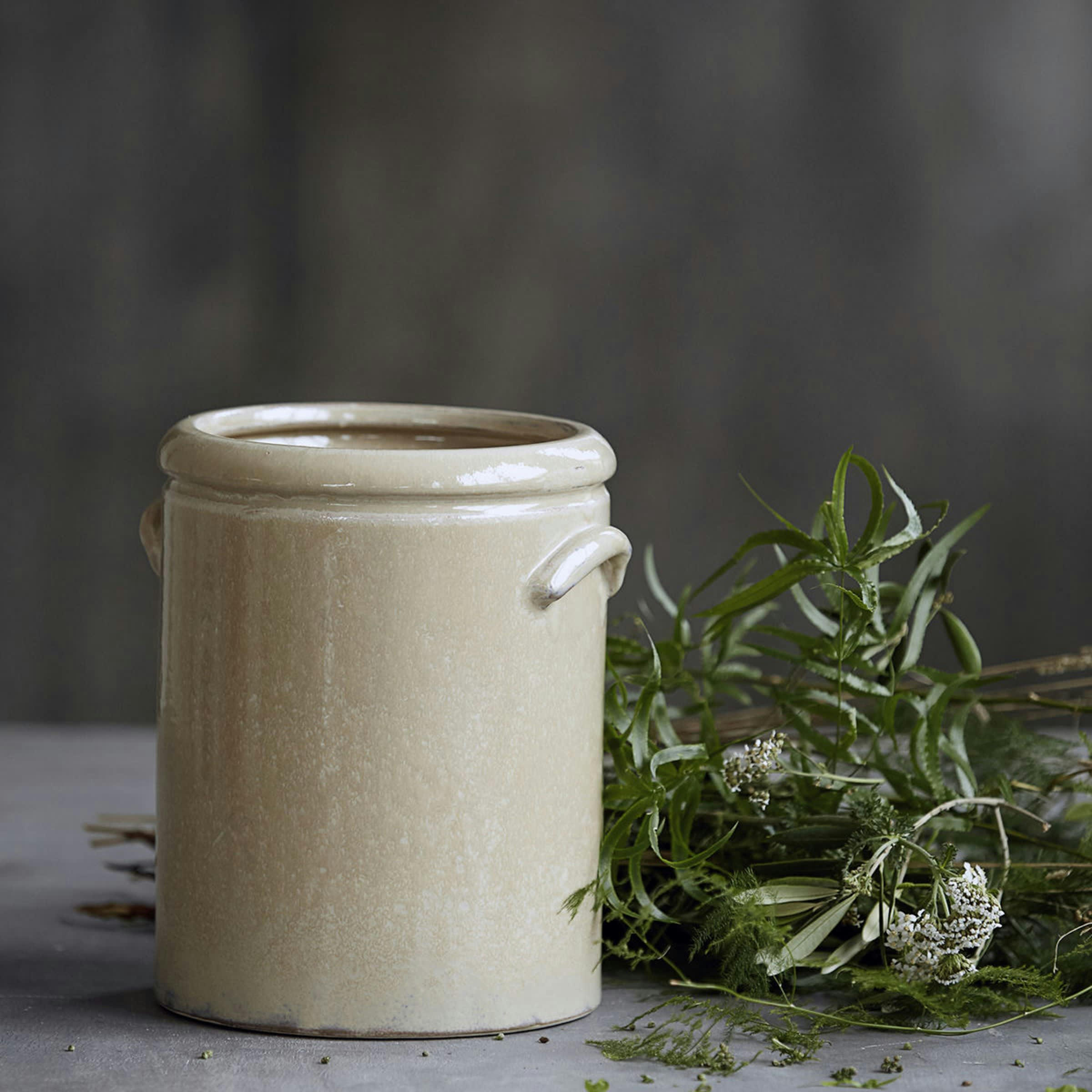 SABLE - Cache-pot en grès beige H24