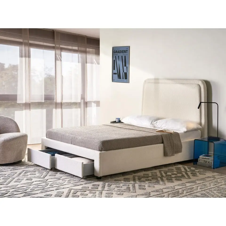 SARDENT - Tweepersoonsbed - Off-white - 140 x 200 cm - Boucl&eacute;