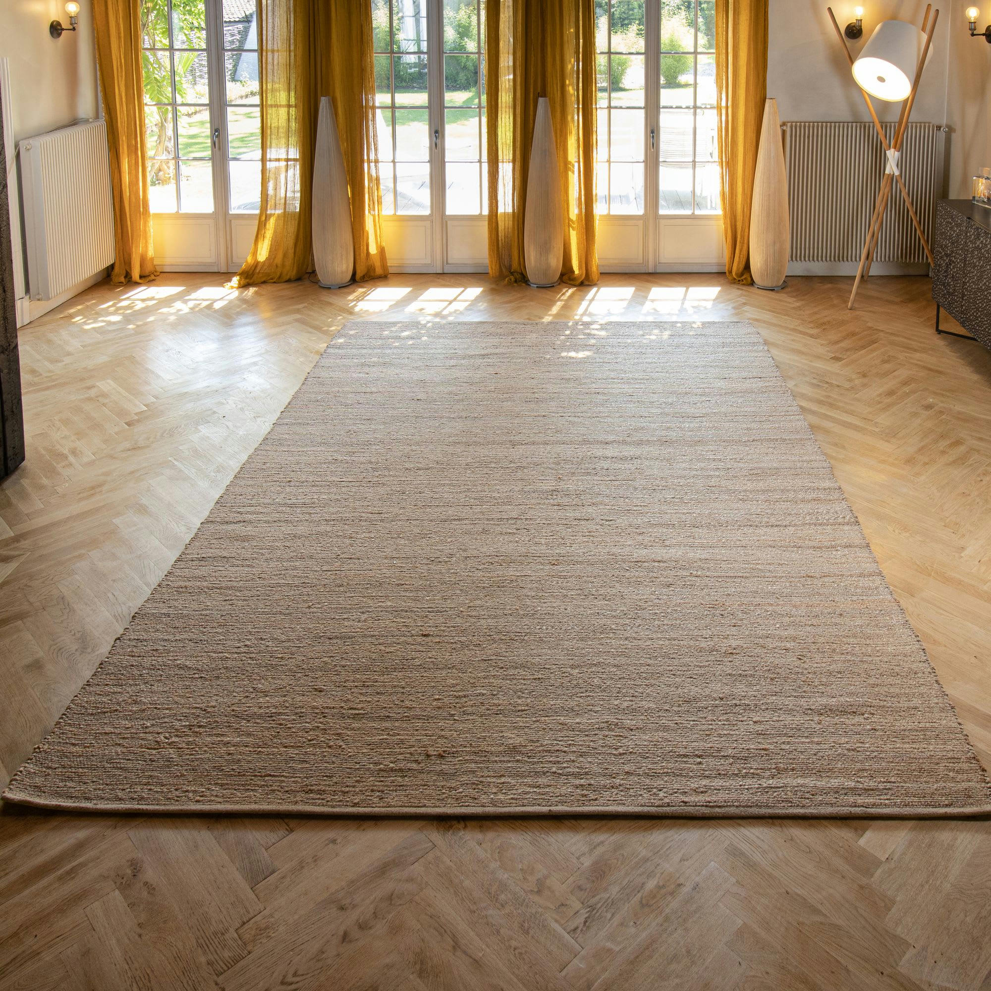 MILOS - Tapis en jute et coton beige 250x350cm