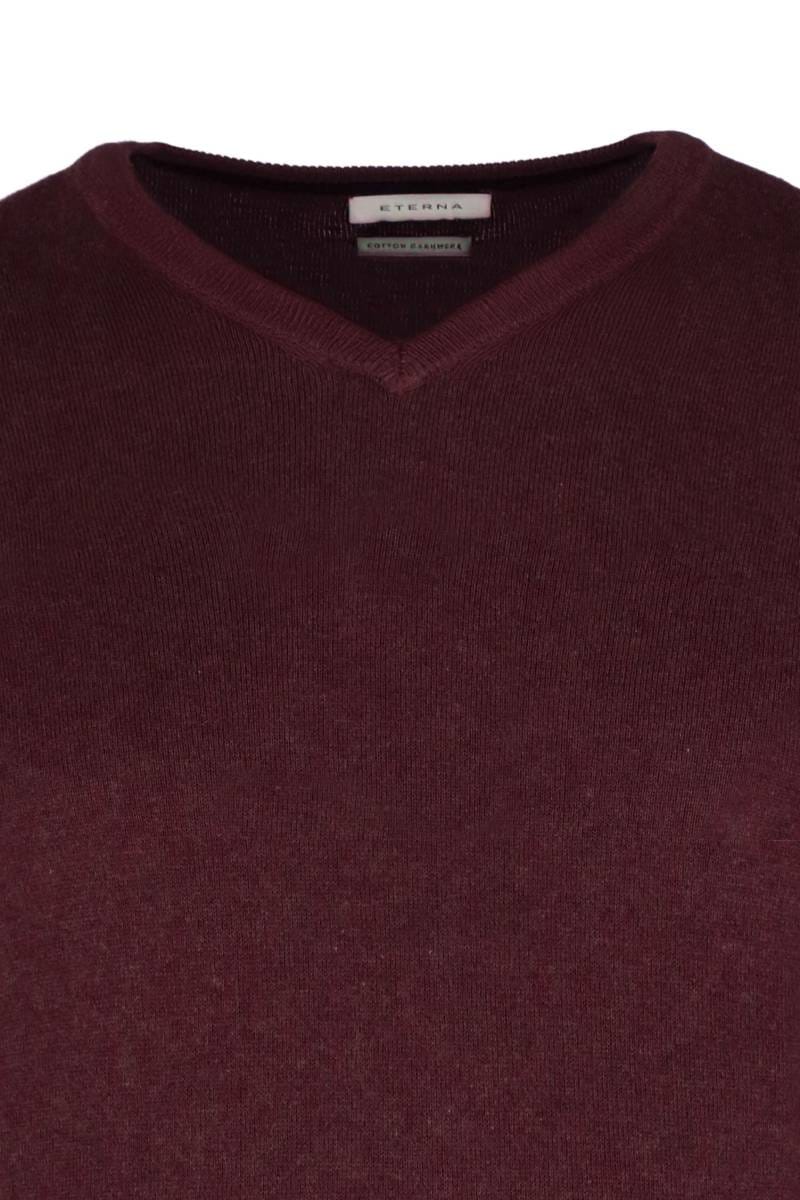 ETERNA Regular Fit Pullover V-Ausschnitt bordeaux, Einfarbig