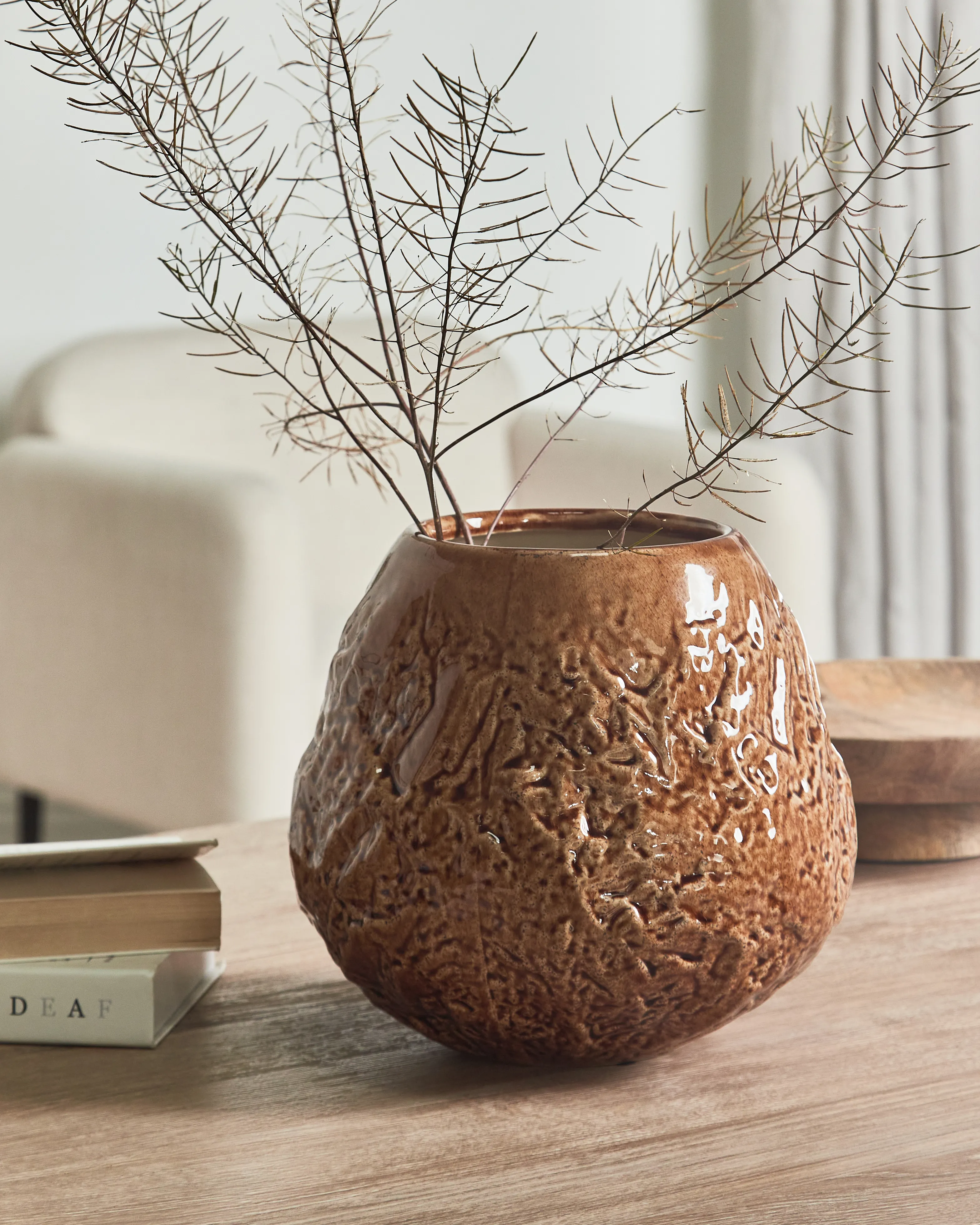 Flower Vase BETTA Stoneware 22 cm Brown