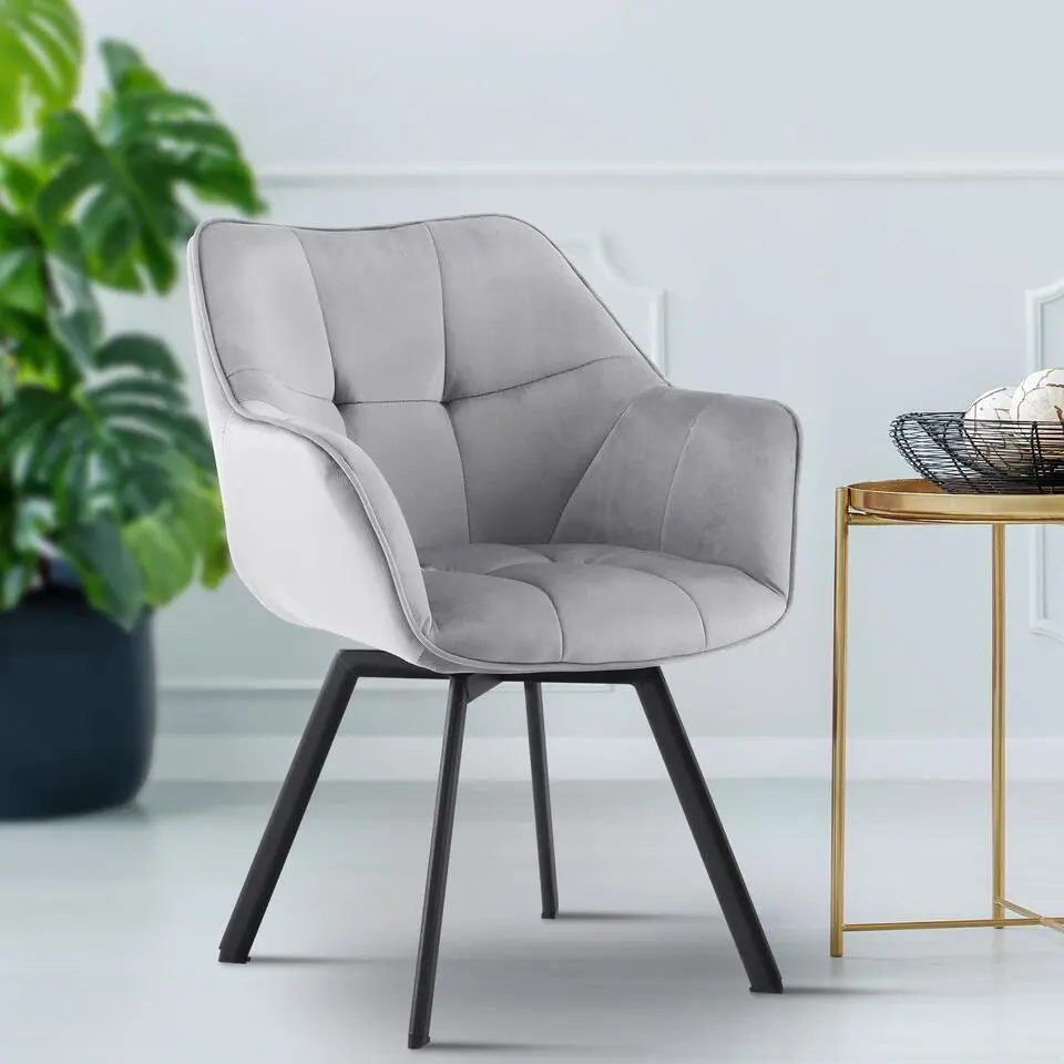 CLP Eetkamerstoel Jordi zwart Frame - Fluweel - donkergrijs