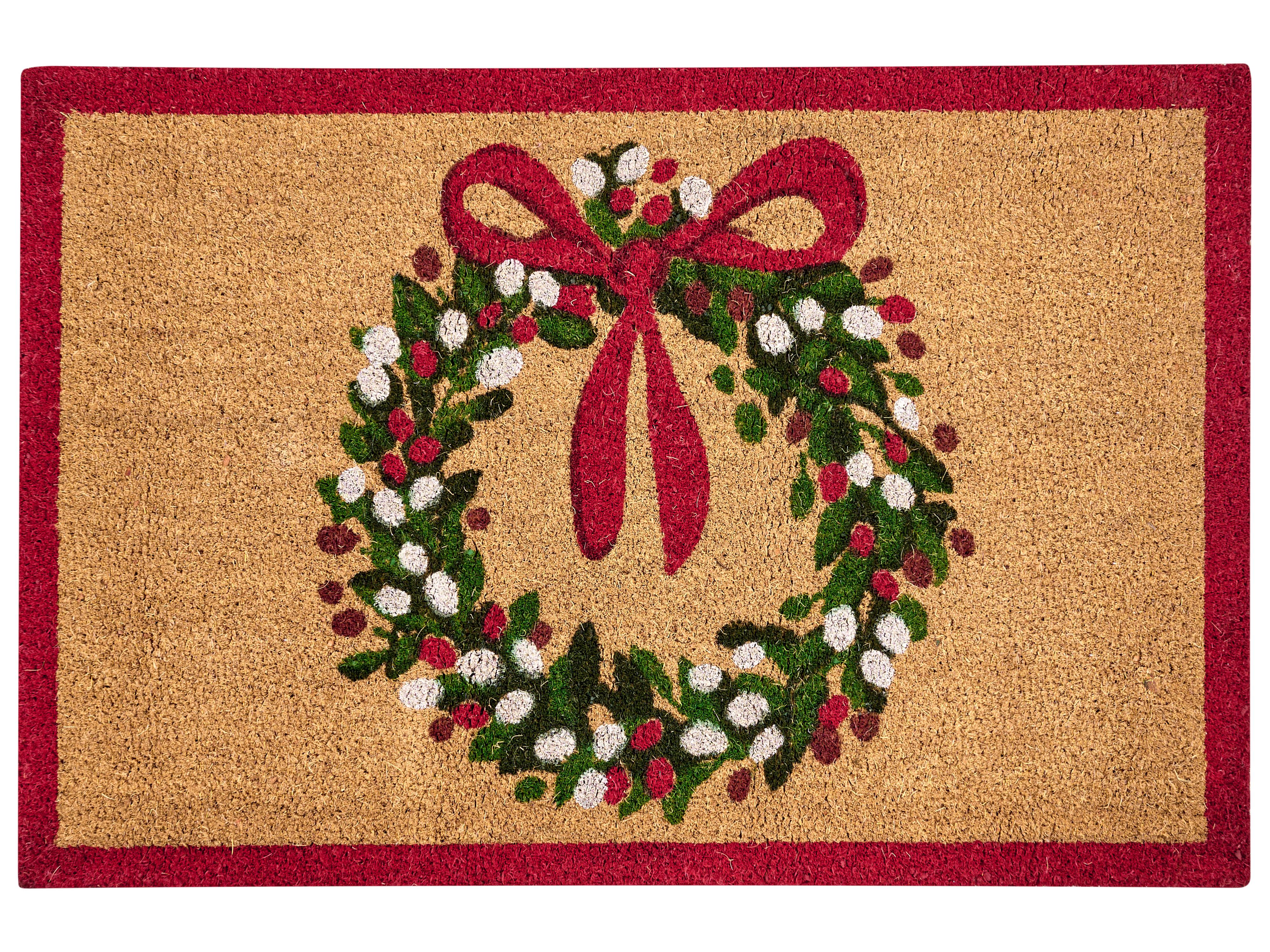 Doormat BULUSAN Natural 60 x 90 cm Christmas Motif Coir