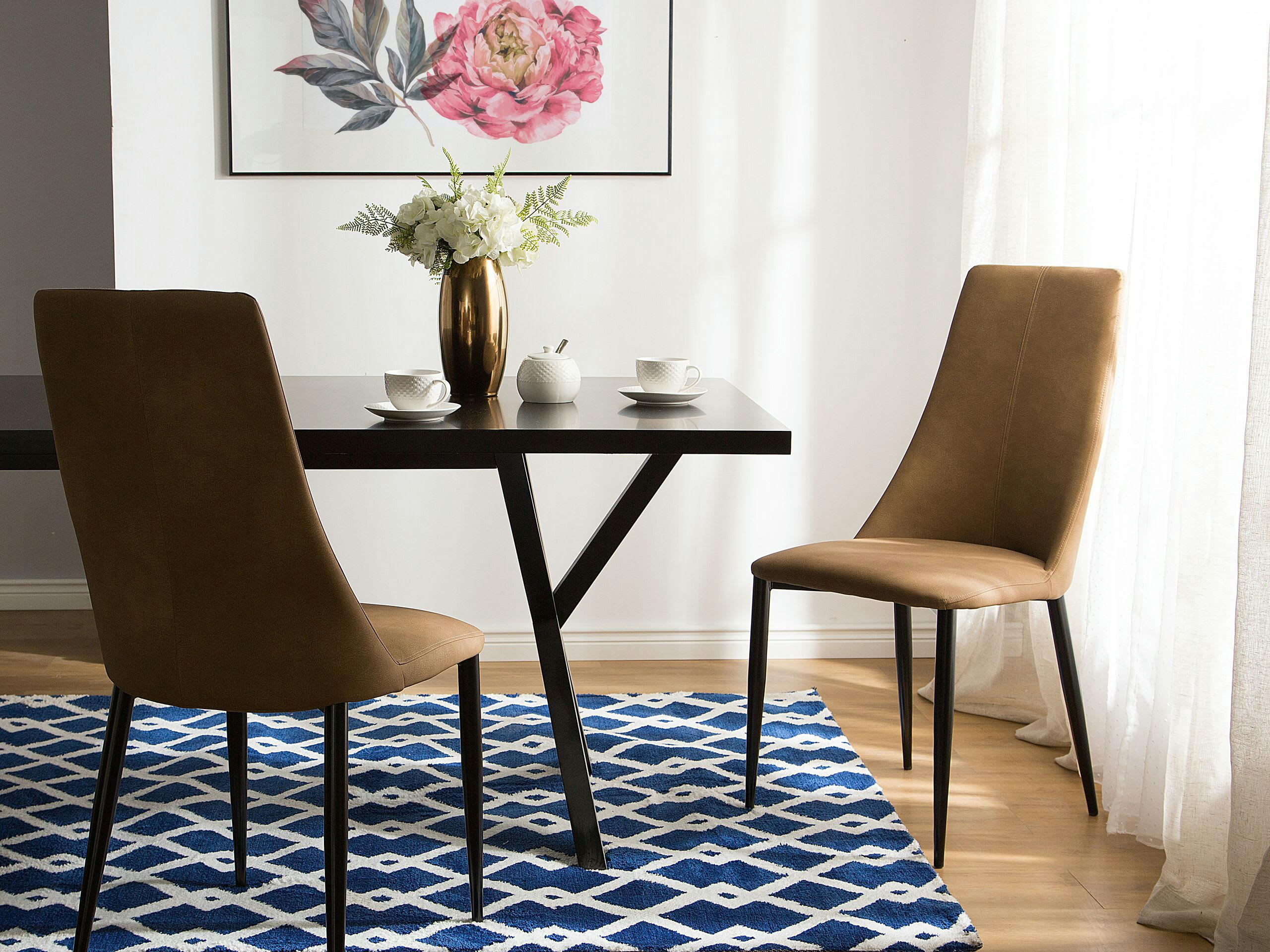 CLAYTON - Lot de 2 chaises de salle à manger en cuir PU marron doré