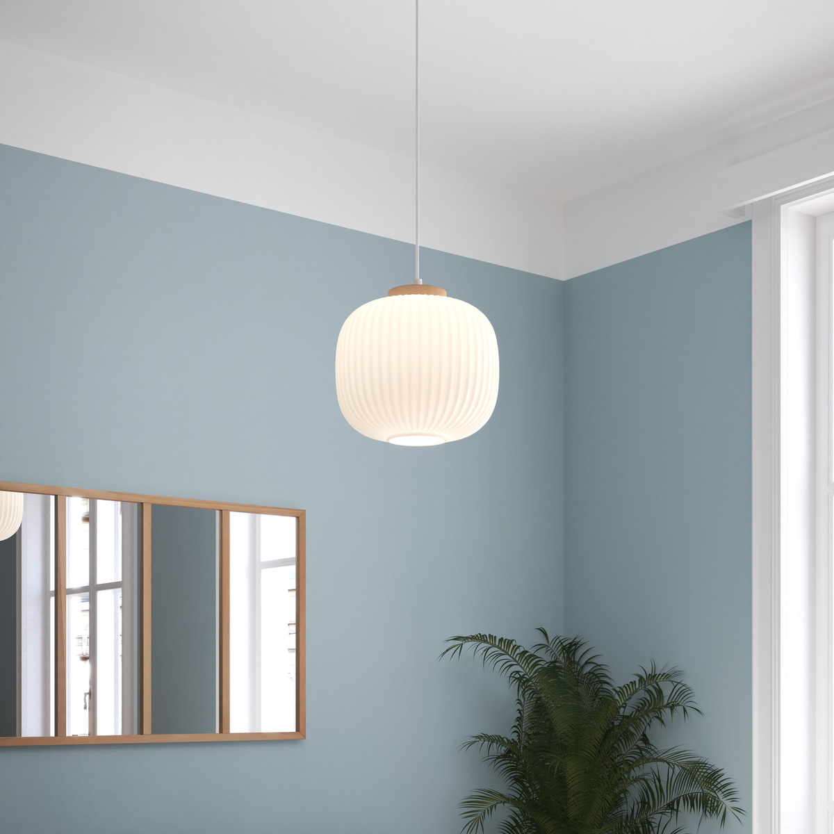 Glass pendant lamp "Travis" White, D. 25 cm