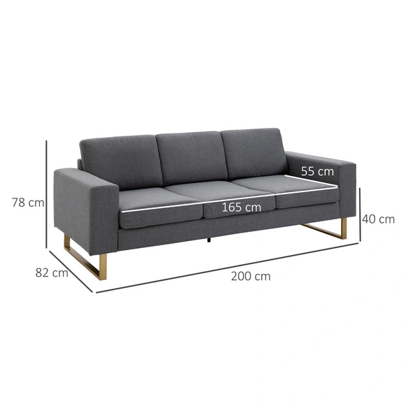Sofa, Breite: 82 cm, dunkelgrau/goldfarben