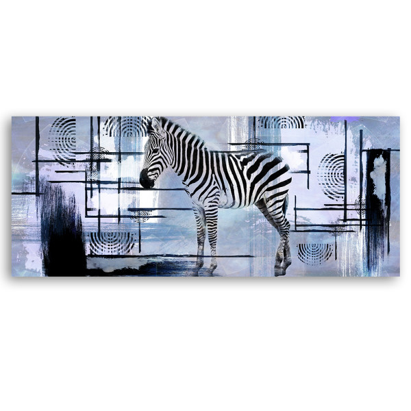 Feeby Obraz na płótnie, Zebra niebieska abstrakcja 90x30
