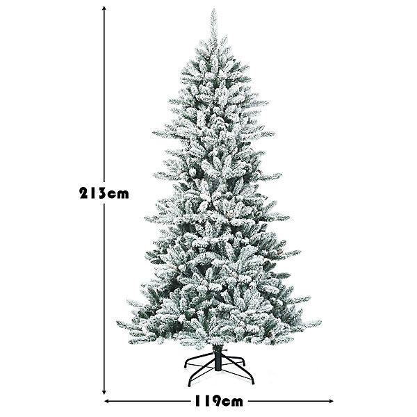 210CM Arbre Noël Crayon Artificiel Floqué de Neige à Charnière Non éclairé de avec 1108 Branches