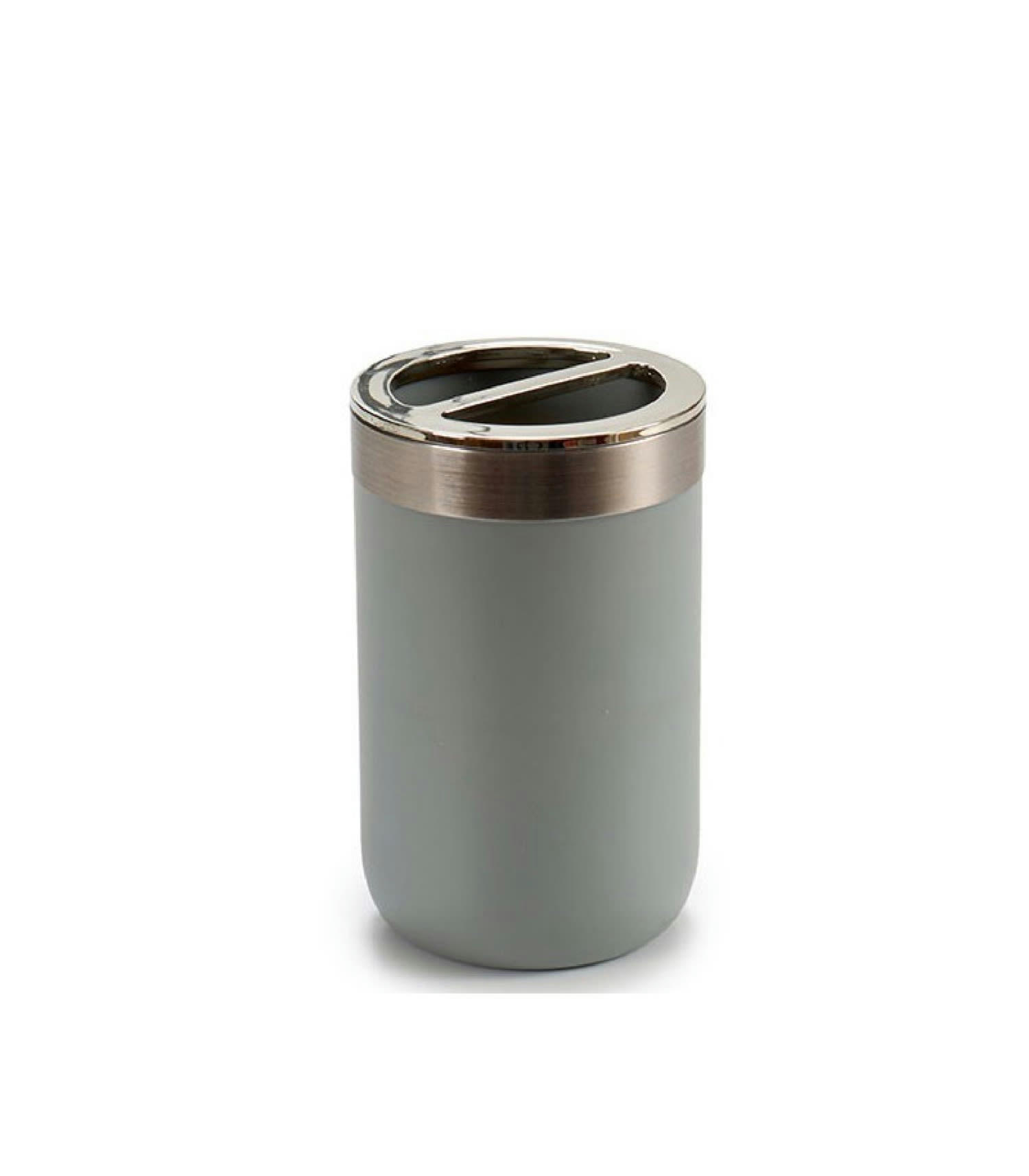 ROND - Porte brosse à dents rond en inox et plastique noir