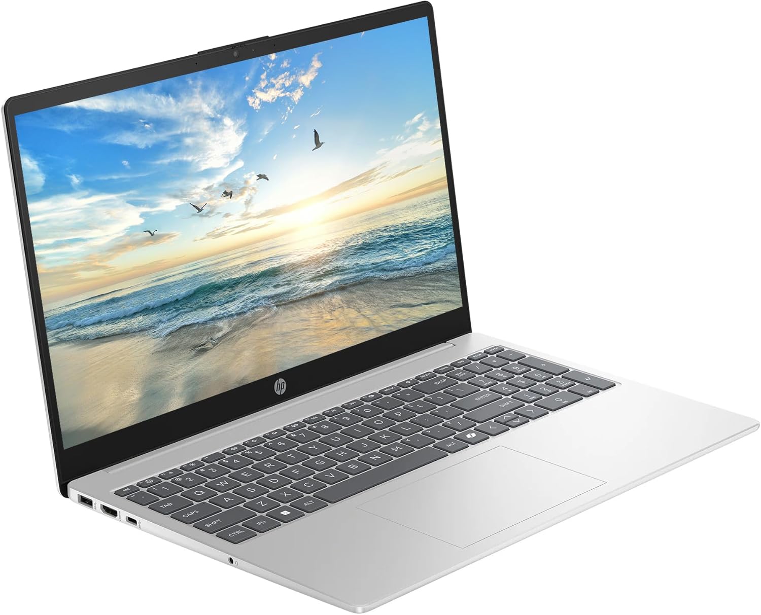 HP 15.6 Business Laptop with Microsoft Office 365 with Copliot AI, Quad-Cores Intel Processor, Windows 11, PLUSERA Earphones & 8-in-1 Hub Included, Natural Silver (Natural Silver, 16GB RAM)