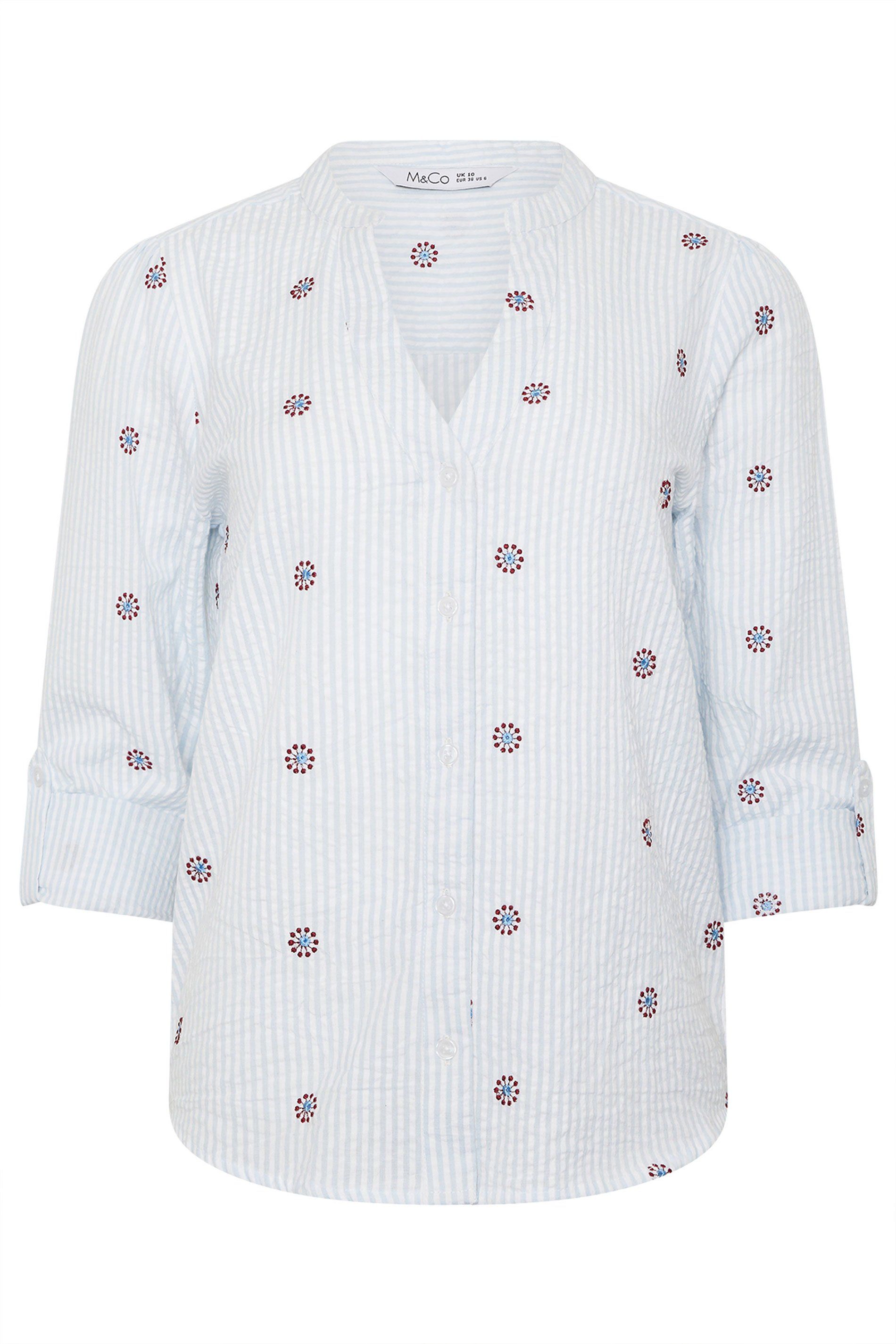 M&Co Stripe Embroidered Cotton Shirt