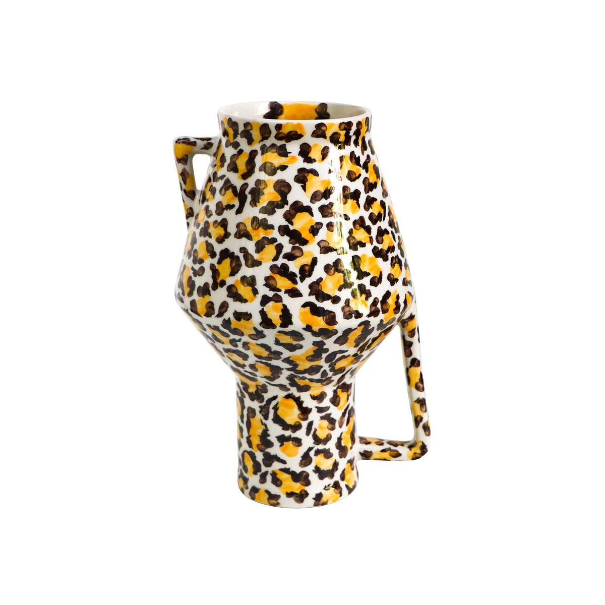 Return to Sender Vaas 30 cm Leopard print handgeschilderd upside down met handvat