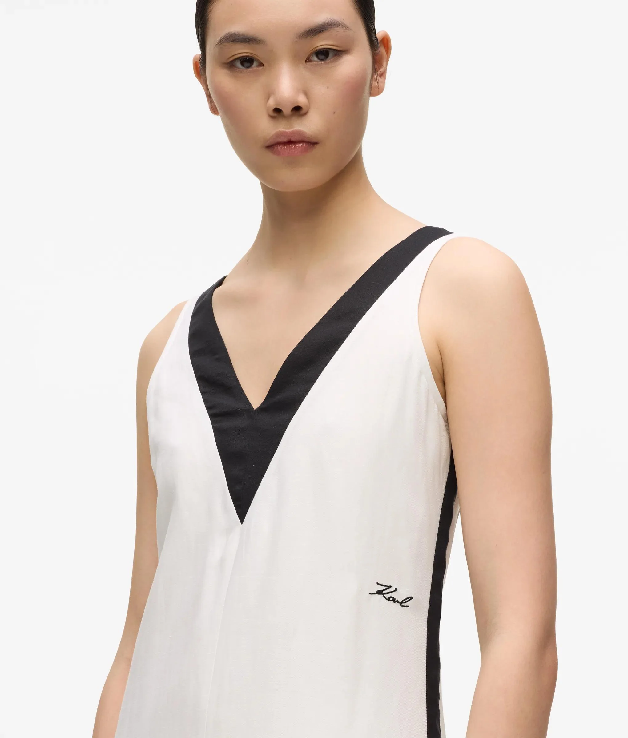 Robe en lin mélangé monochrome