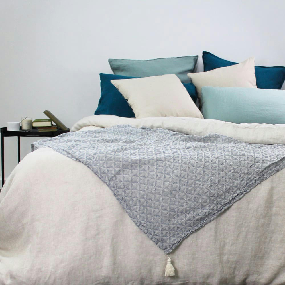 DELTA GRIS - Plaid  métis lin & coton gris 155X130