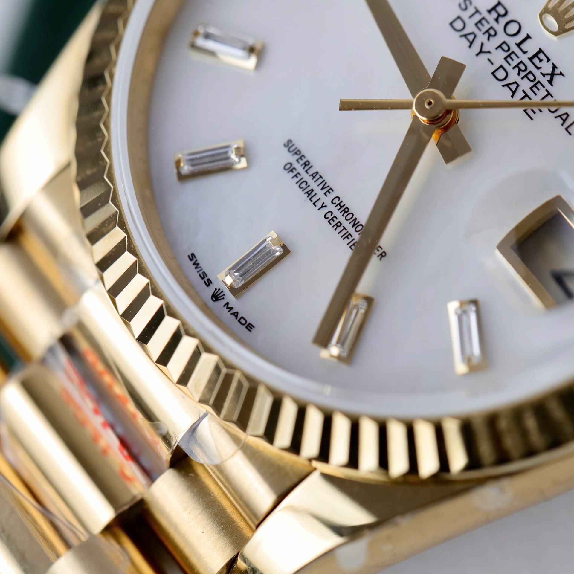 Rolex Day-Date YG Plated MOP Dial CZ Diamonds 36mm Super Clone