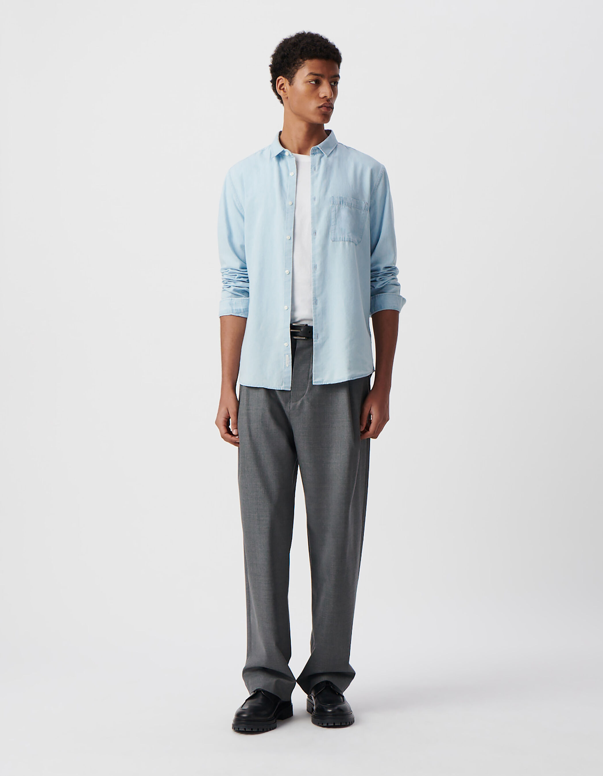 Chemise REGULAR bleue coton et Lyocell® Homme