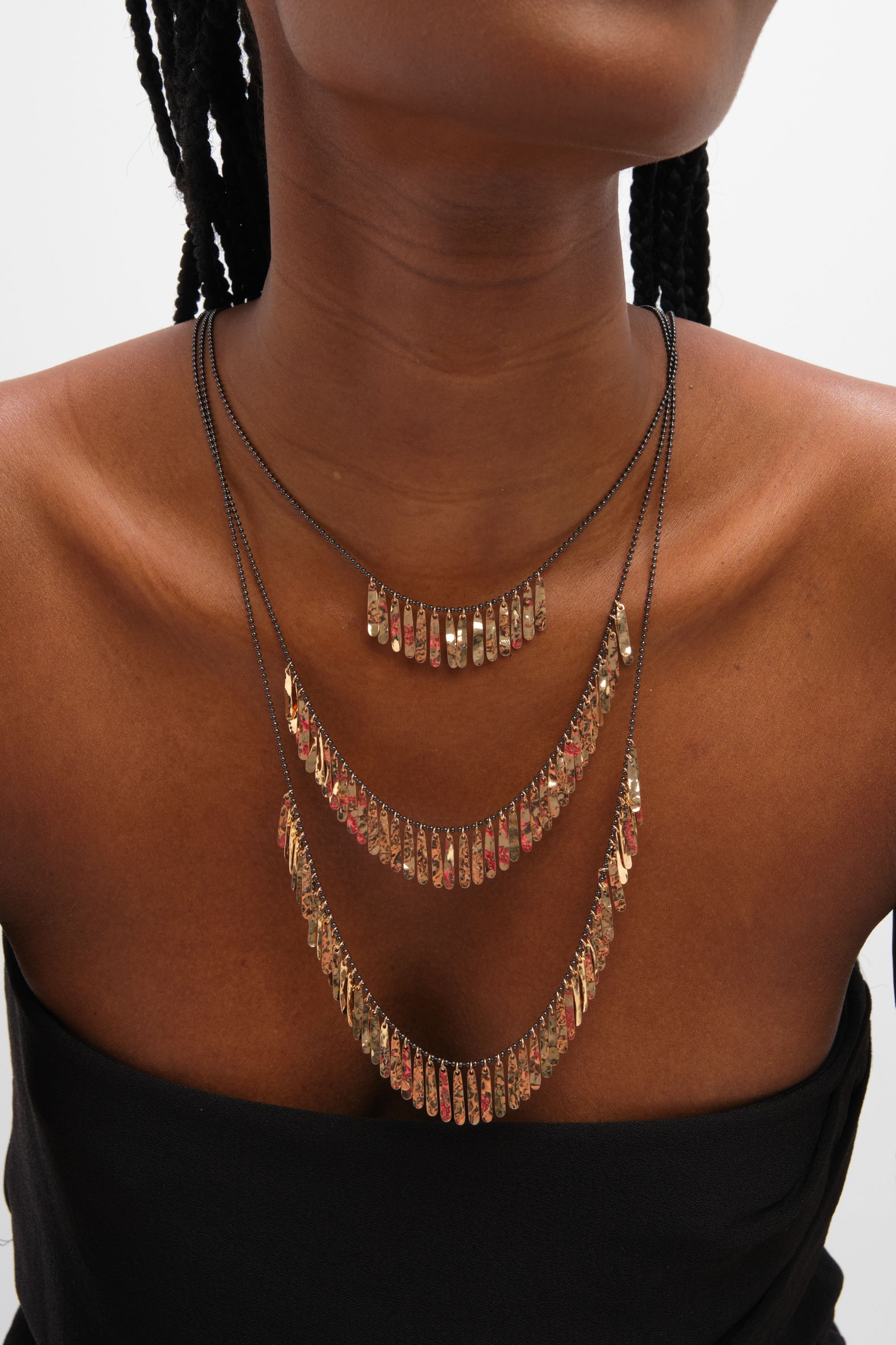 Mood Gold Plated Multi Row Shower Necklace
