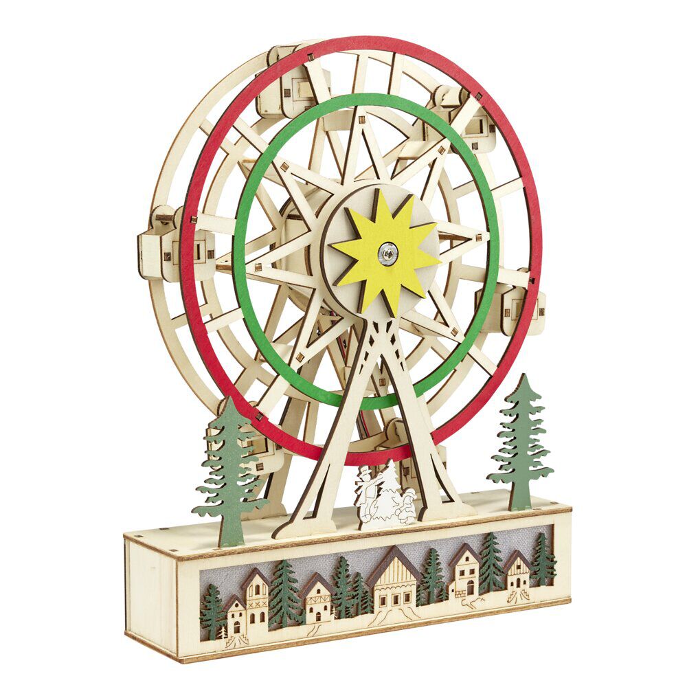 Grande roue animée en bois décoration à poser H24,5cm (2 modèles)