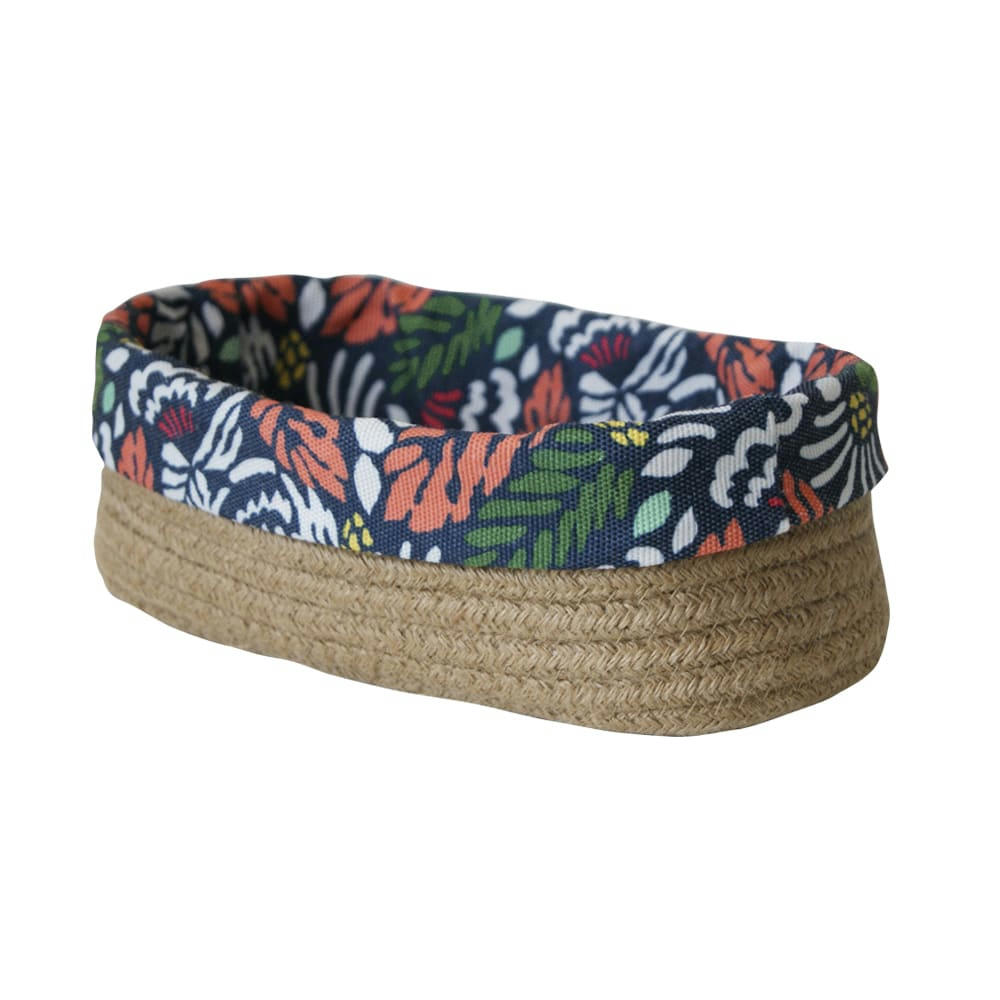 - Panier de rangement en jute bleu 12x25x8cm