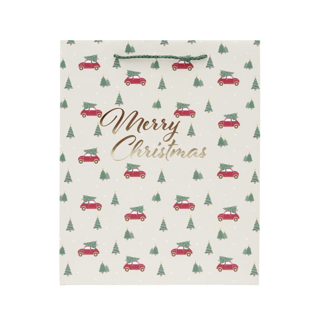 Sac cadeau No&euml;l fantasia motif traditionnel 26x9xH32cm (2 modèles)