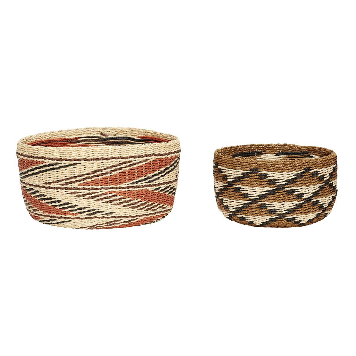 EVOKE - Panier rond marron noir et orange (x2)