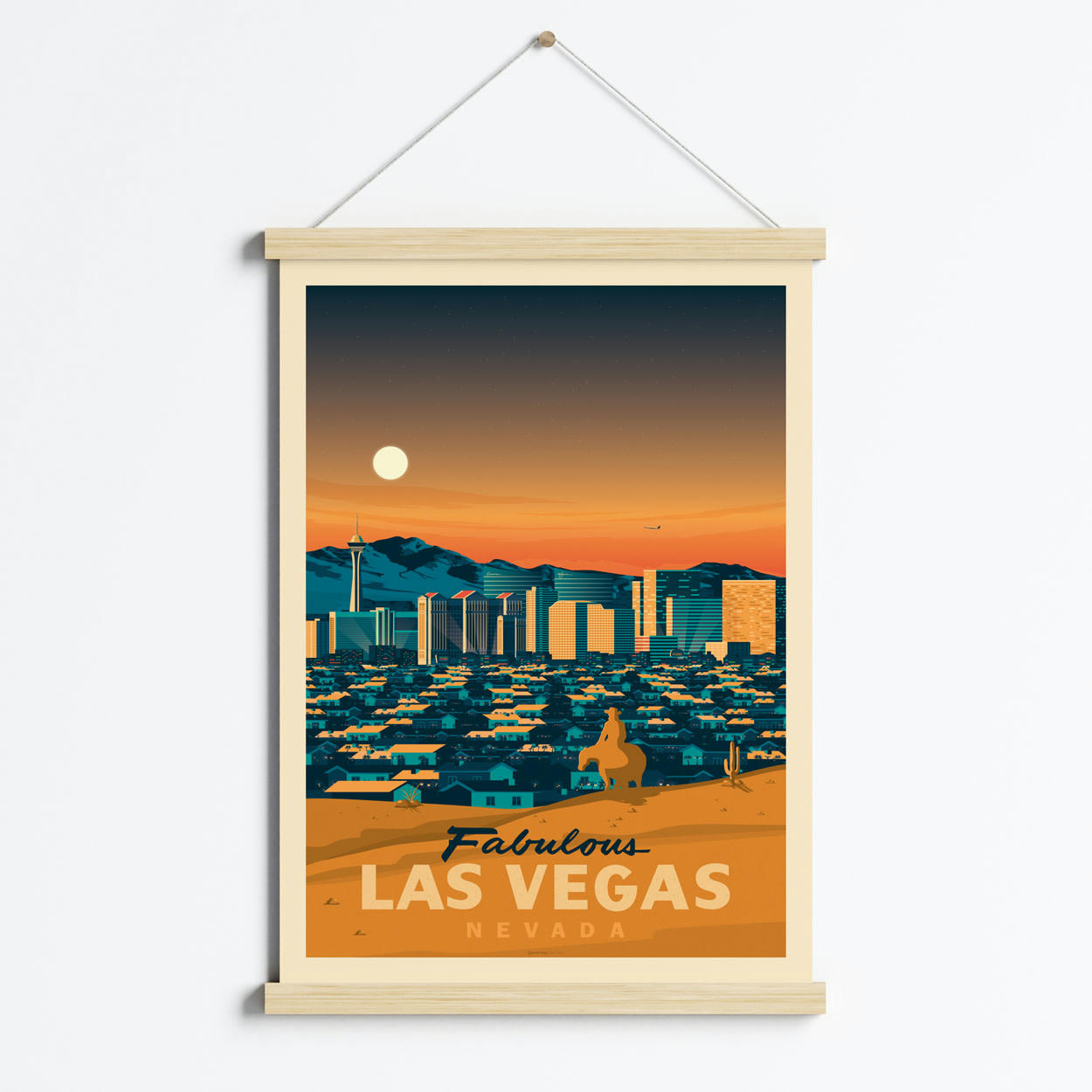 - Affiche Las Vegas Etats-Unis + Cadre Magnétique (Bois) 50x70 cm